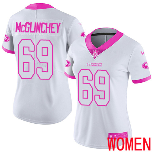San Francisco 49ers Limited White Pink Women Mike McGlinchey NFL Jersey #69 Rush